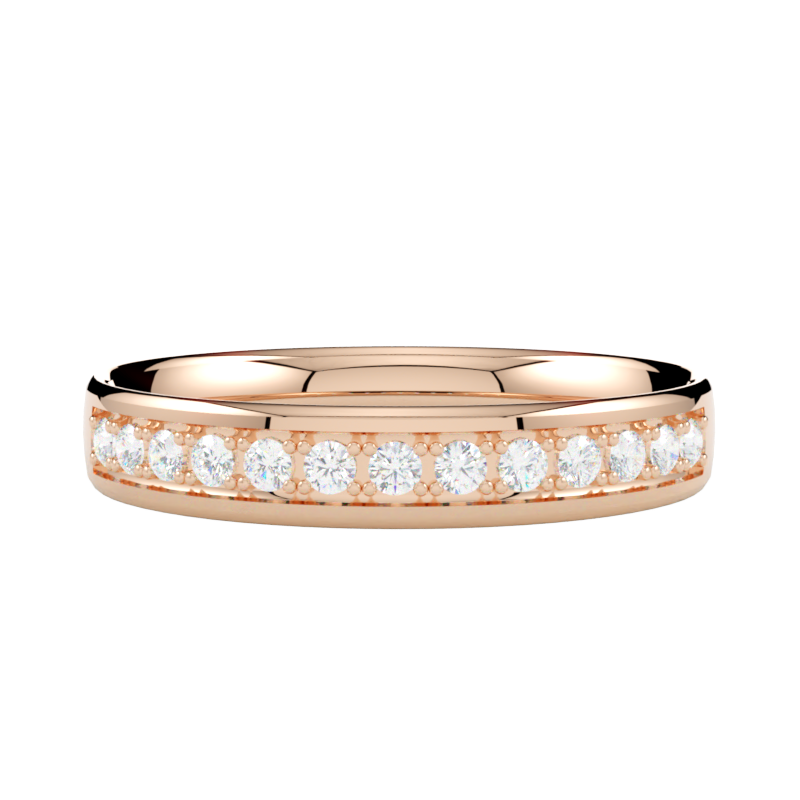 Piękna obrączka ślubna z różowego złota z diamentami